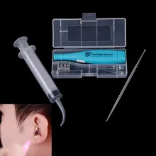 1 комплект Светодиодный светильник для удаления воска ушей из нержавеющей стали с 3 наконечниками для ирригатора, шприц, инструменты для удаления камня, инструмент для очистки