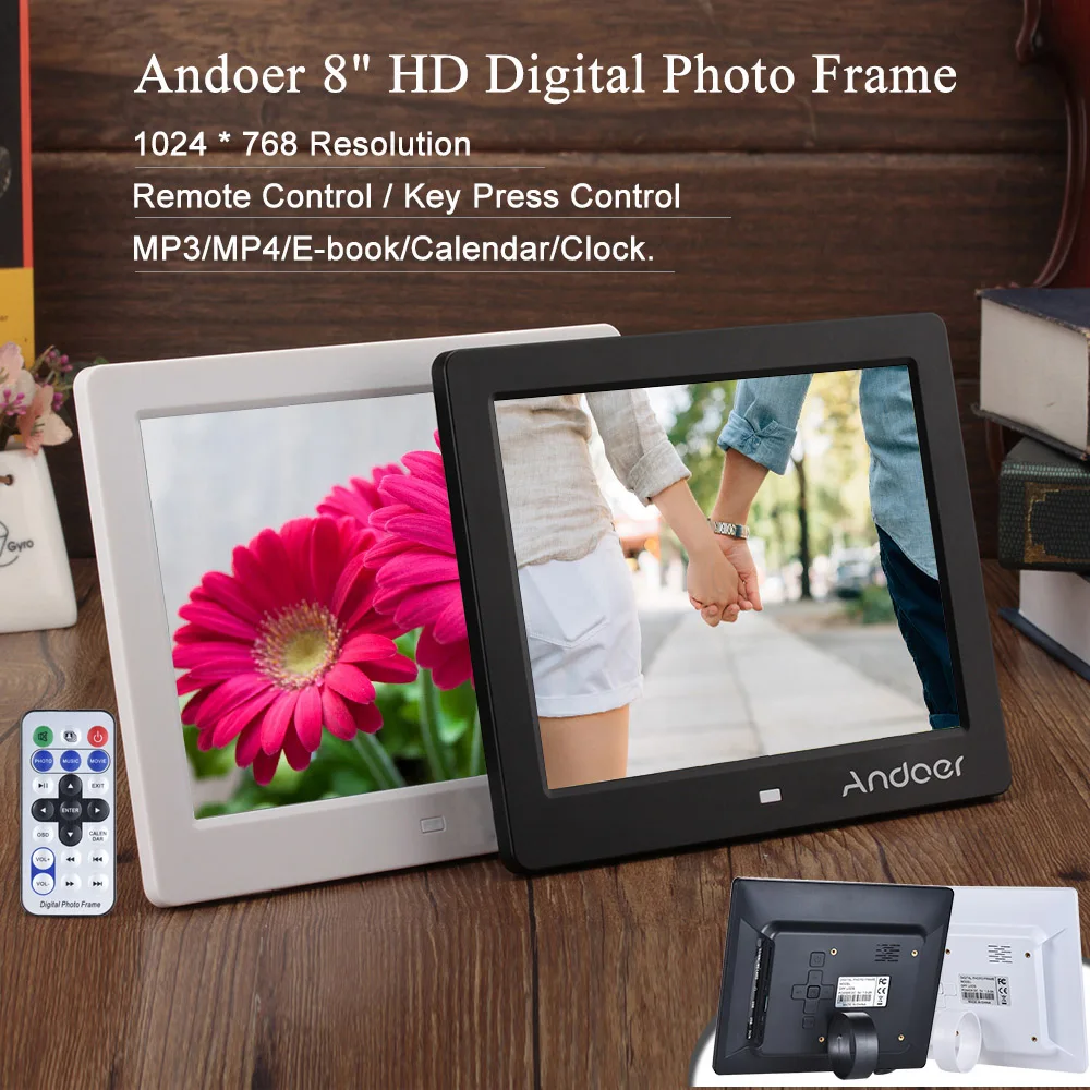 Andoer " HD lcd Цифровая фоторамка с поддержкой будильника MP3 MP4 Электронная книга календарь видеоплеер с пультом дистанционного управления подарок на день рождения