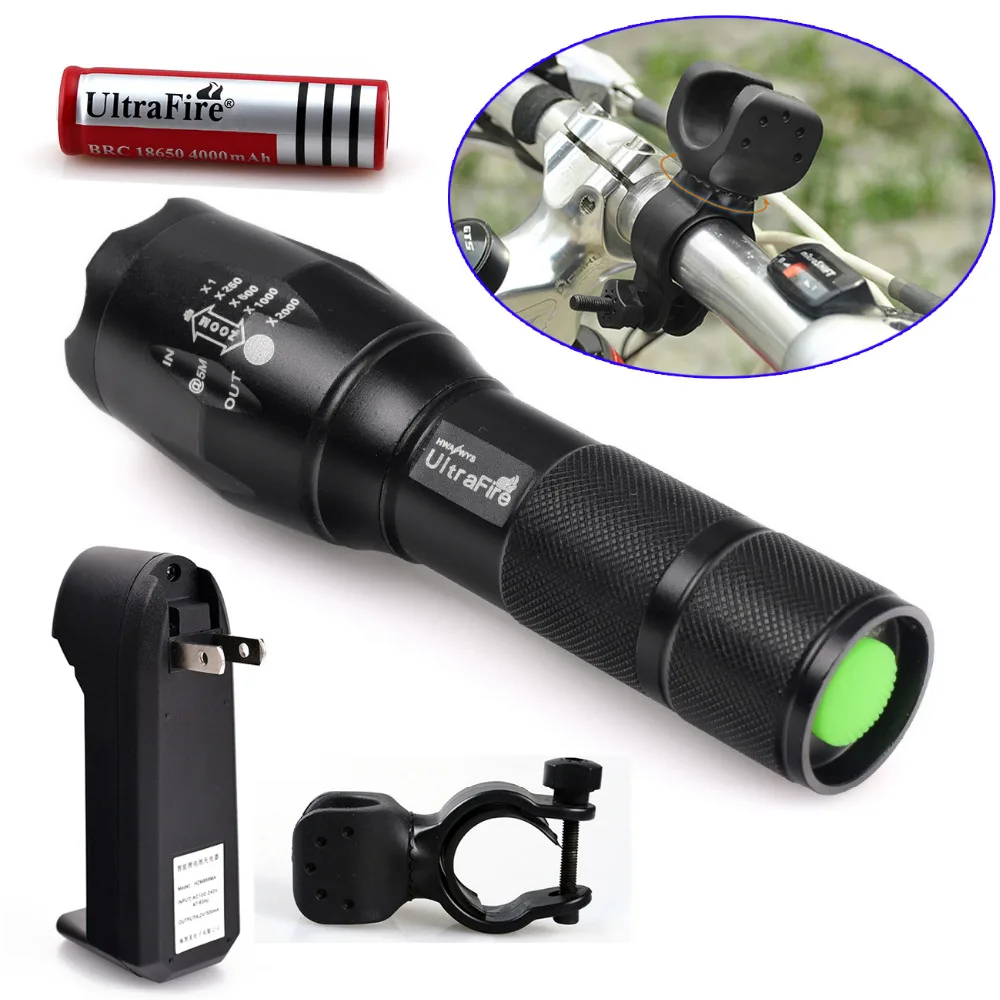 Bicycle Light 2500 LM 5 Modes CREE T6 E17 LED Cycling Bike Front Bike Mini Flashlight Bike Mount Clip + Charger + 18650 Battery