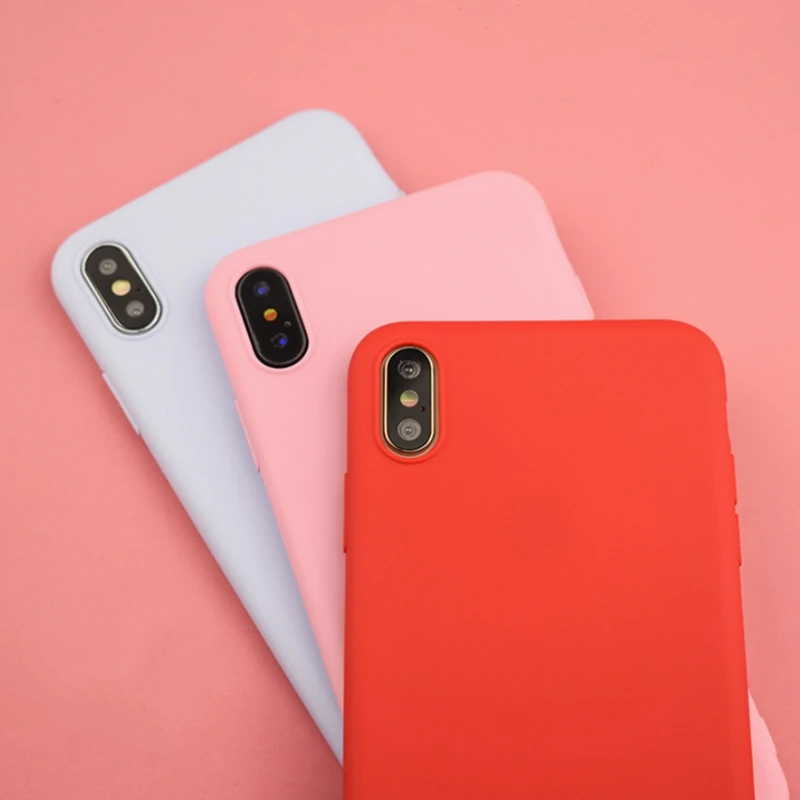 Однотонные силиконовые чехлы для пар iphone XR X XS Max 6 6S 7 8 Plus 5 5S SE милый мягкий простой