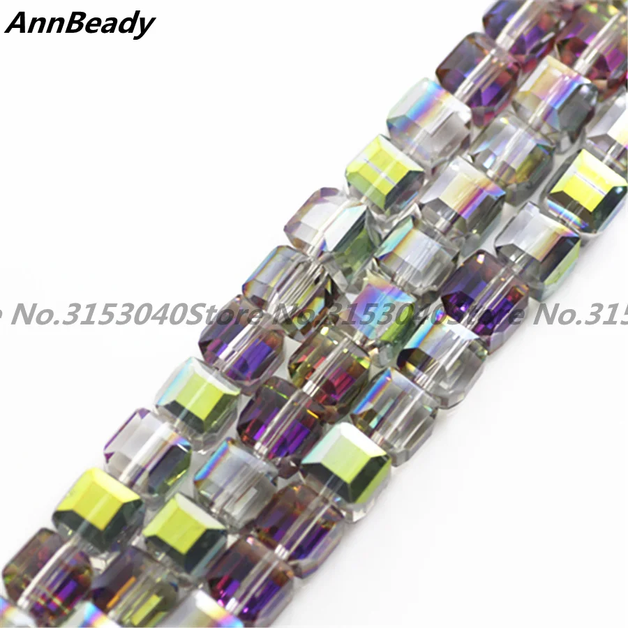 2MM//6MM//8MM Cristal Perle Facette Carré Cube Glass Loose Spacer Beads en vert
