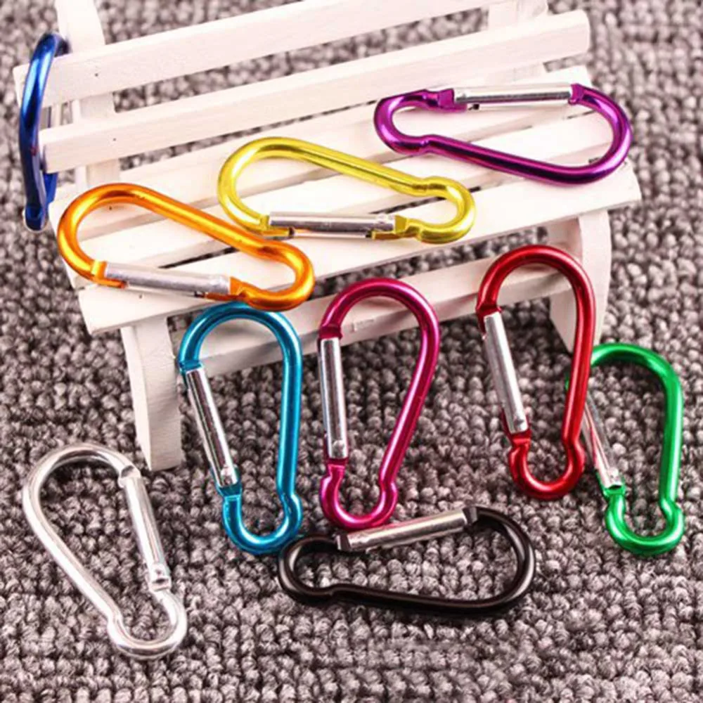 10 PCS حلقة تسلق مصنوعة من الألومنيوم مفتاح سلسلة كليب في الهواء الطلق التخييم كيرينغ المفاجئة هوك المياه زجاجة مشبك