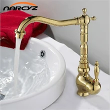10,6" Высота Золотой Одной ручкой латунный кран оптом и в розницу G1018