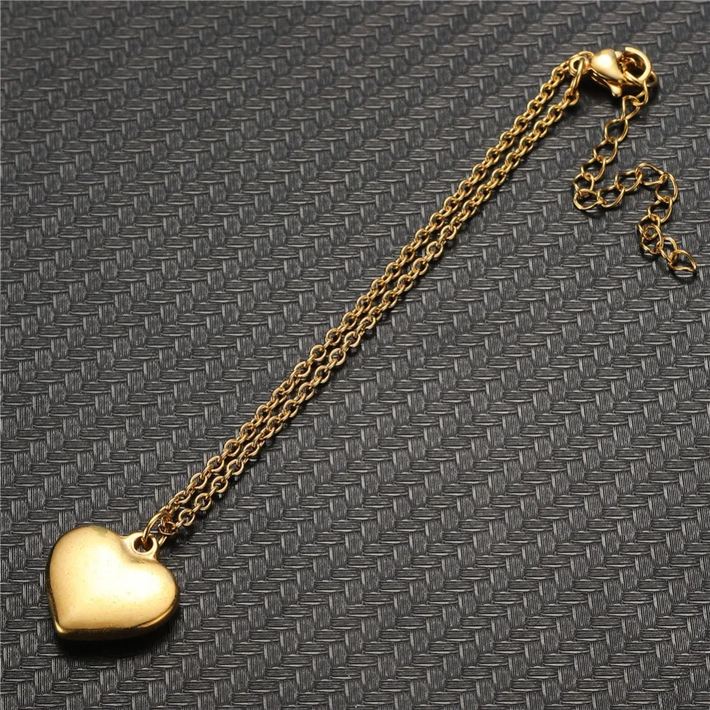 Новая мода цвета: золотистый, серебристый цвет нержавеющая сталь тонкий браслет цепочка аксессуары в форме сердца браслеты для женщины подарок ко Дню Святого Валентина