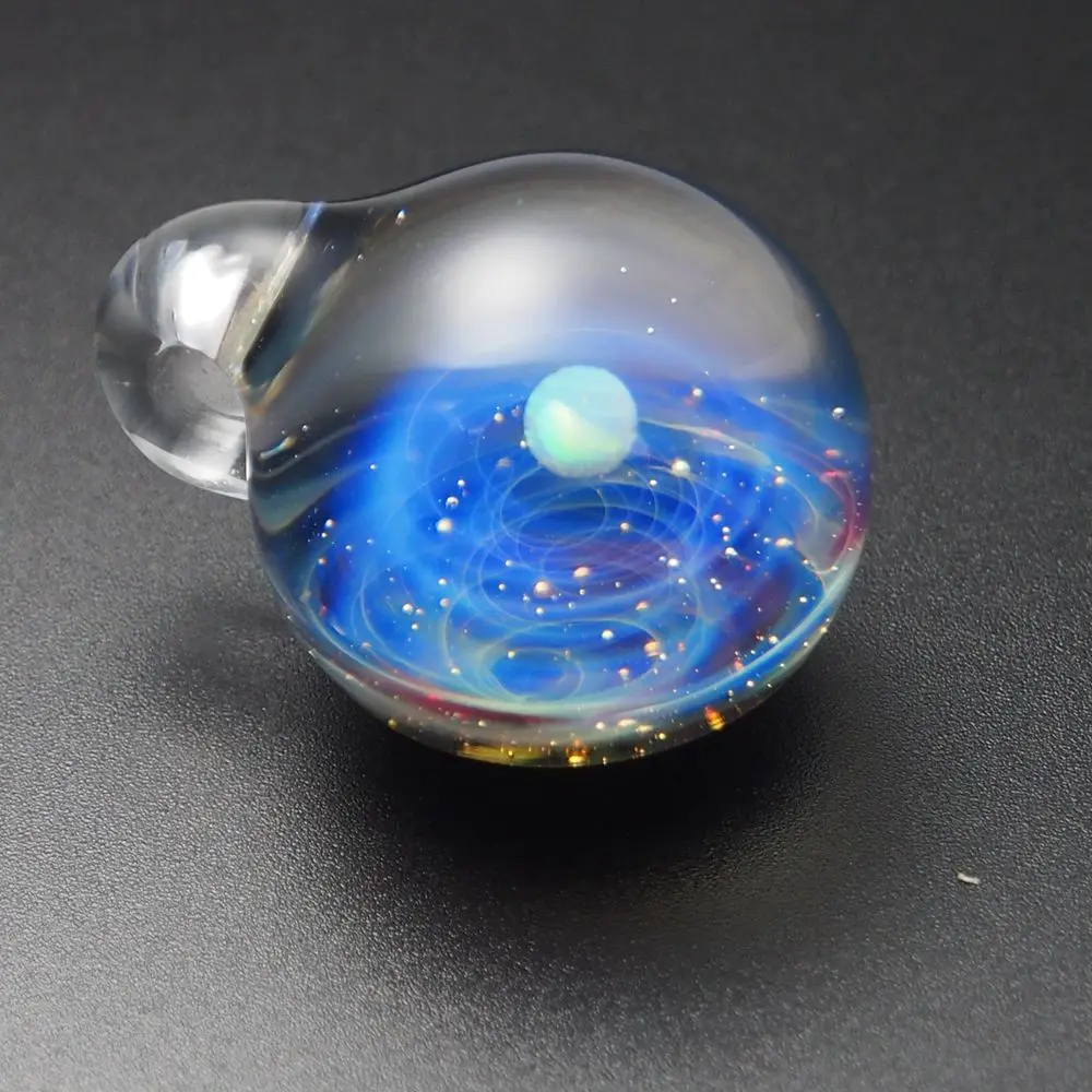 Дизайн опал совместим с высоким боросиликатным красивым вселенским стеклянным шаром Галактический стеклянный шар кулон - Цвет камня: OP704 White Opal