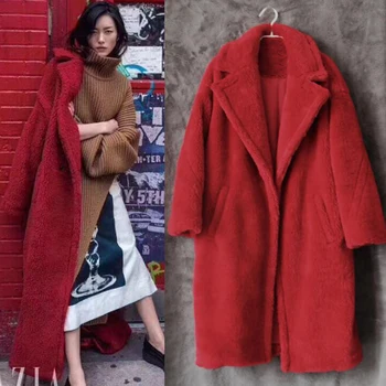

Thick Warm Velvet Women Fur Leather Coat European and American Style Luxury Woman Windbreaker Woolen Female Streetwear 2018 A072