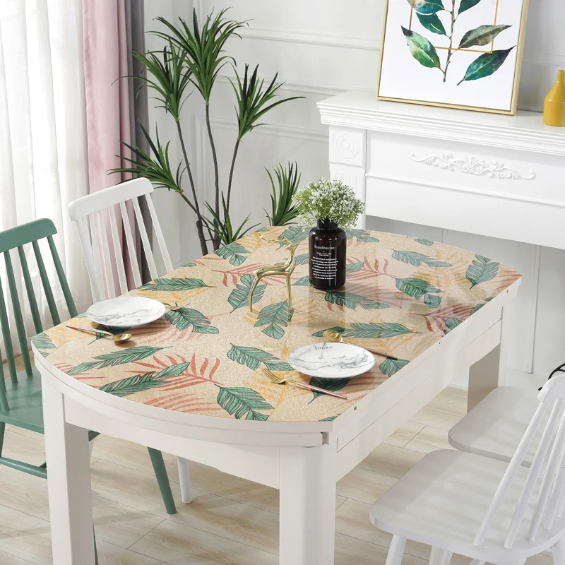 

PVC Tablecloth Oval Table Cover Protector Desk Pad Soft Glass Dining Soft Glass Crystal Board Placemats Home Textile 1.0/1.5mm