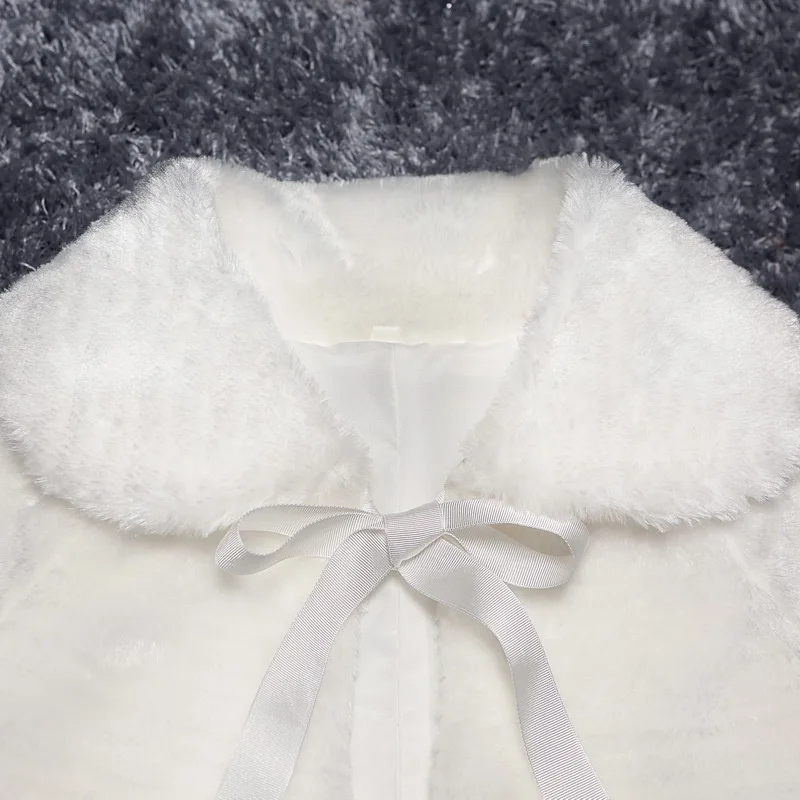 Детский кардиган-шаль невесты для свадебной вечеринки, куртка Cappa из искусственного меха для маленьких девочек, плюшевый плащ принцессы для маленьких девочек, От 1 до 10 лет