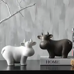 Минималистский Керамика Творческий КОРОВА Bull home decor ремесел украшения комнаты ручной работы скота фарфоровые фигурки животных украшения