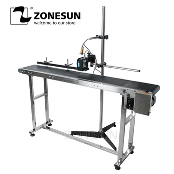 

ZONESUN Inkjet Printer Conveyer Conveying Table Band Carrier Sorting Workbench PVC Belt Conveyor Bottle Box Bag Sticker Conveyor