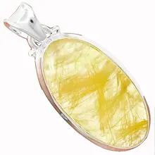 Lovegem подлинный золотистый рутиловый кварц кулон 925 пробы серебро, 41,5 мм, AP3448
