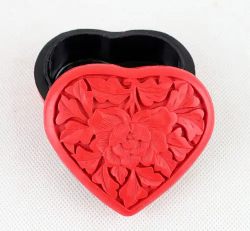 

Exquisite Chinese Handmade Vintage Carved Lacquerware Heart Jewelry&Gift Boxes