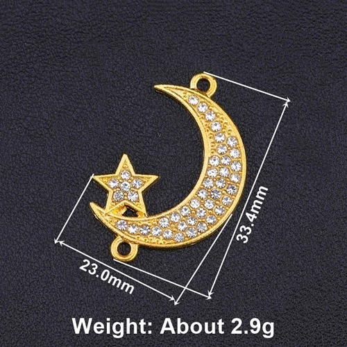 Gold 5 Pieces Товары для ювелирных изделий, Cz Стразы, серебро, Бог, мусульманский полумесяц, шарм, соединитель, аксессуары для исламских ювелирных изделий, сделай сам - Цвет: Gold 5 Pieces