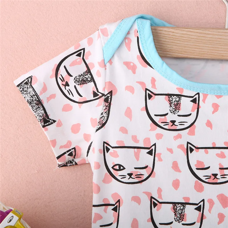 Infantil ropa de bebé de dibujos animados impresión del gato Fox 2 Color Romper 2 Unid Bebe niños ropa Infantil ropa de bebé de dibujos animados impresión del gato Fox 2 Color Romper 2 Unid Bebe niños ropa