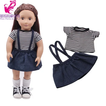 

Blue shirt+ Jean short dress+black pants set for 43cm born Baby dolls clothes for 18 inch 45CM girl doll outsuit