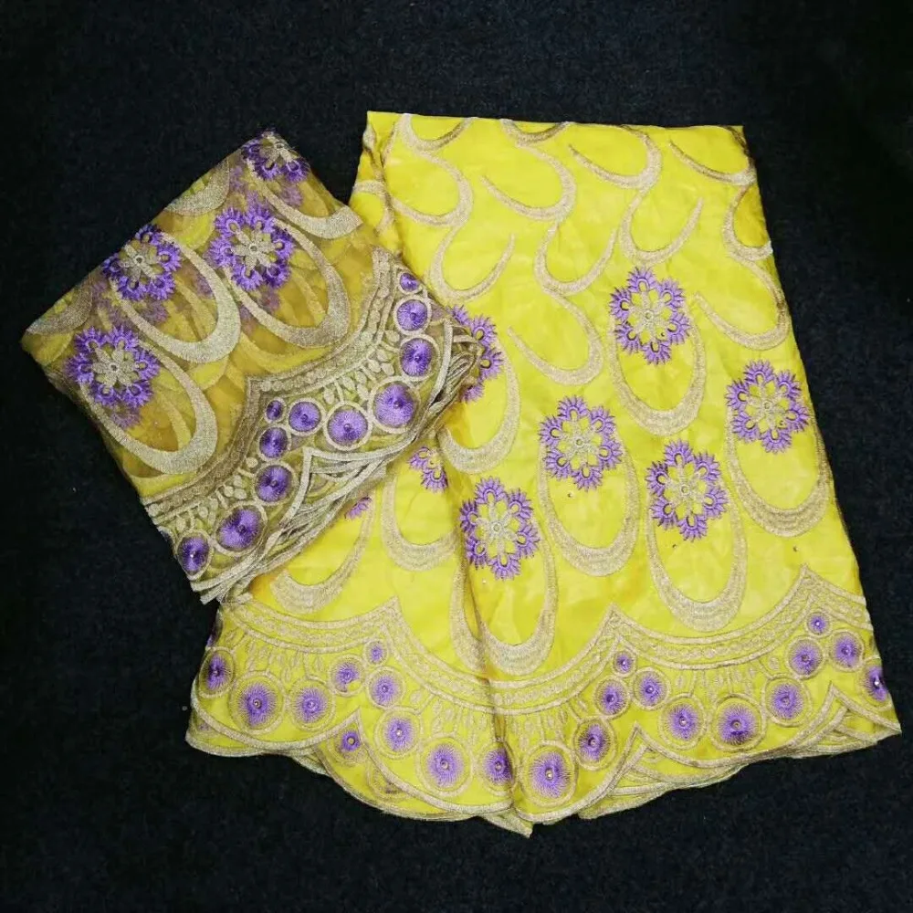 

yellow lace embroidered fabric bazin riche fabric nigerian gele headtie net lace with beads woman blouse 2018 new7yard