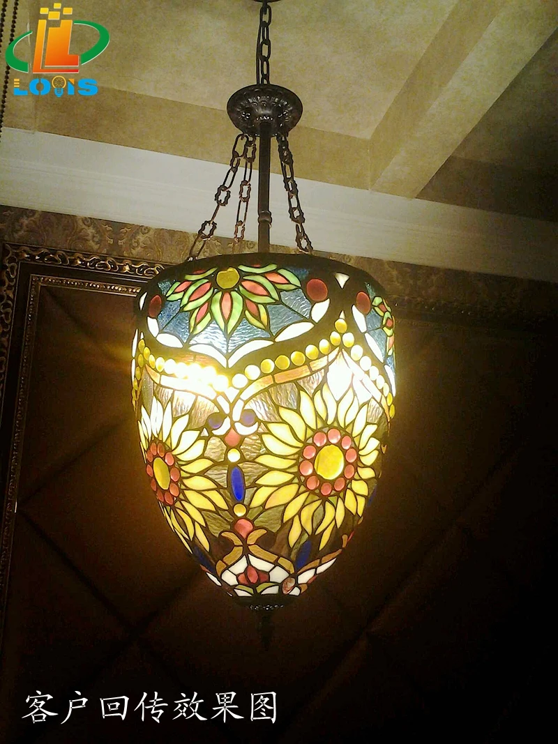 Потолочная люстра из стекла Тиффани в стиле ретро антидиско Сохо|north light|glass