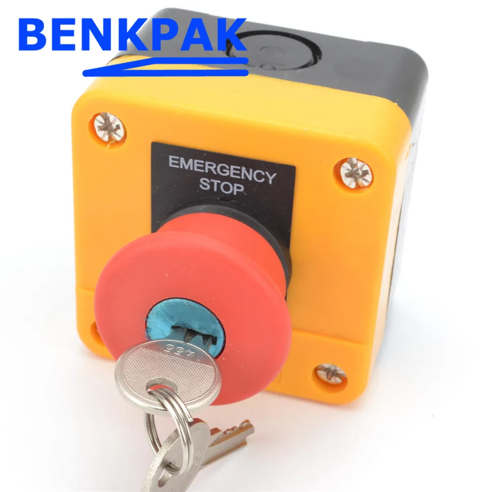 

key emergency stop e-stop pushbutton box key mushroom key switch