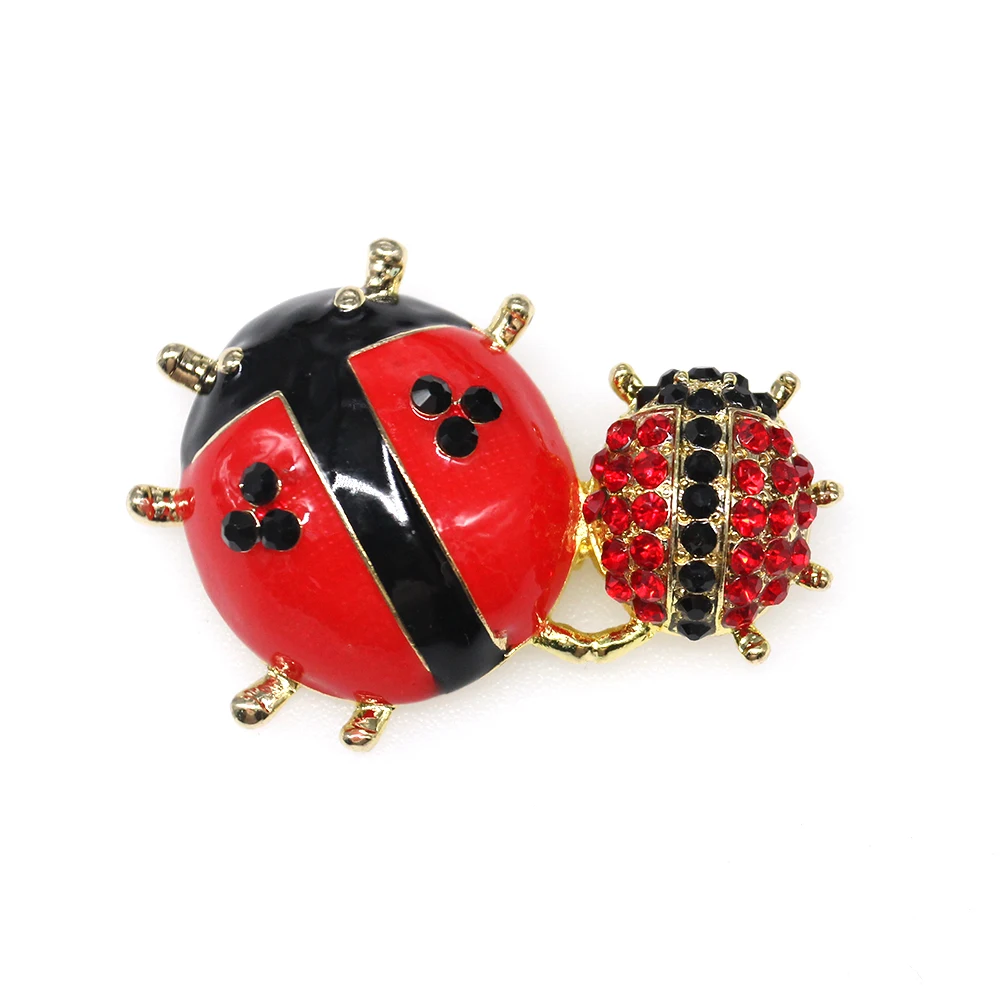 

50pcs/100pcsFashion 40mm Rhinestone red enamel cute ladybug animal brooch pin for gift/party/decoration