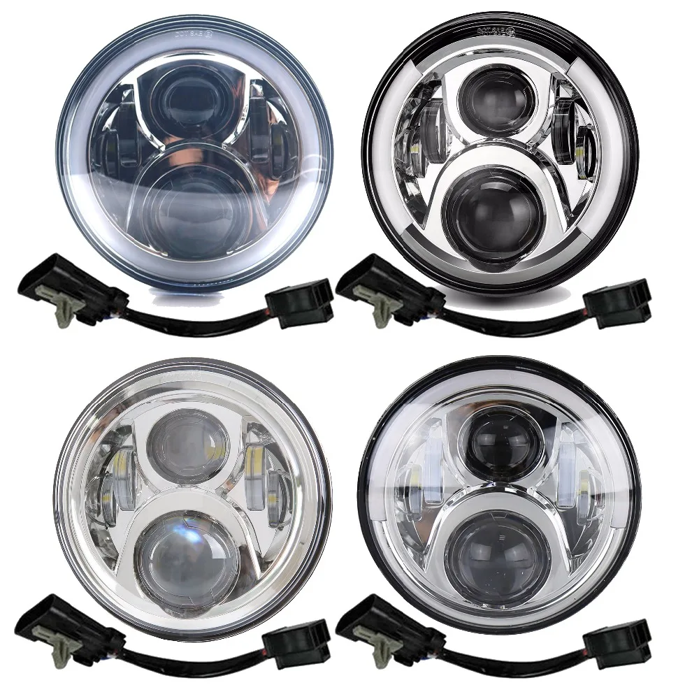60 w 7 Inch мотоцикл светодиодный проектор DRL фары с свет ангела для 88 головного света