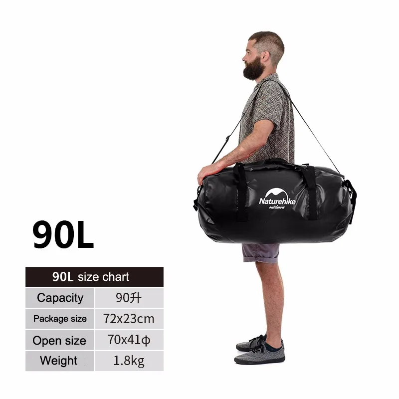 Black 90L 40L/60L/90L/120L большой ёмкость открытый водостойкий водонепроницаемые сумки легкий Дайвинг плавающий сухой мешок Кемпинг пеший Туризм рюкзак - Цвет: Black 90L