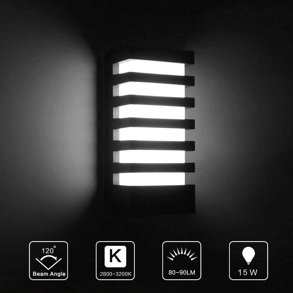 Modern rectangular body COB 15W LED wall lamp IP65 waterproof wall lamp warm white cold white AC 85-265V indoor outdoor lamps