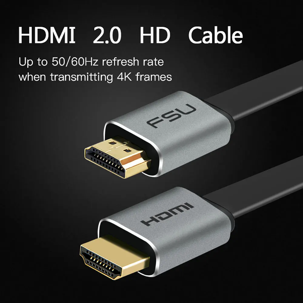 HDMI кабель 4K 60Hz HDMI 2,0 плоский алюминиевый сплав HDMI к HDMI Кабель-адаптер 0,5 м 1 м 1,5 м 2 м 3 м для разветвителя переключатель ПК ТВ ноутбука