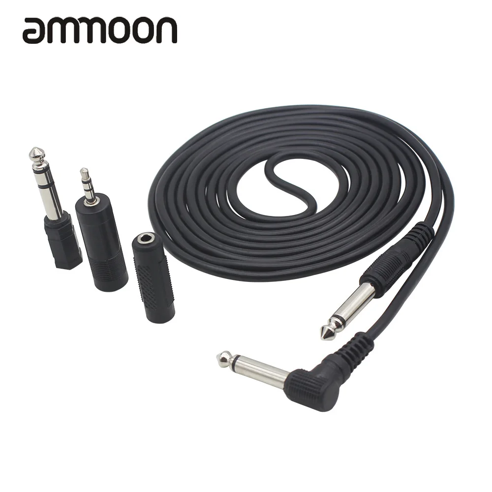 

3M/ 10 Feet Instrument Guitar Audio Cable 1/4-Inch 6.35mm Straight to Right Angle Plug Black ABS Jacket with 3 Adapters
