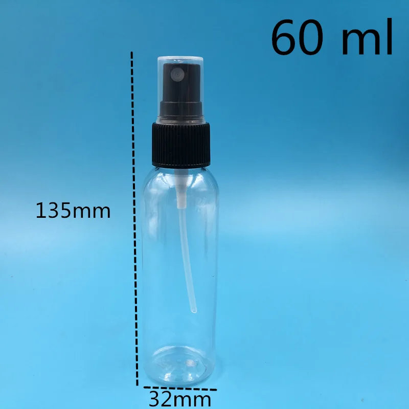 50 шт. 10 30 50 60 100 мл прозрачные бутылки с распылителем черный распылитель парфюмерный парфум косметические контейнеры 50 шт - Цвет: 60ml