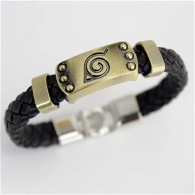 Bracelet B Наруто Какаши Косплей Аксессуары Konoha деревенский браслет с символами для женщин и мужчин из искусственной кожи металлический браслет Косплей игрушка-браслет Новинка - Цвет: Bracelet B