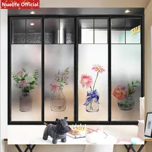 Изготовленная на заказ Цветочная ваза с узором матовая Электростатическая стеклянная пленка для гостиной спальни ванной комнаты Непрозрачное окно балконное стекло пленка