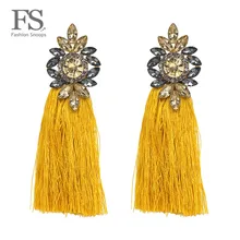 Горячая Распродажа 9 цветов Длинные серьги с кисточками для женщин Кристальные Висячие серьги для свадьбы модные массивные ювелирные изделия 30