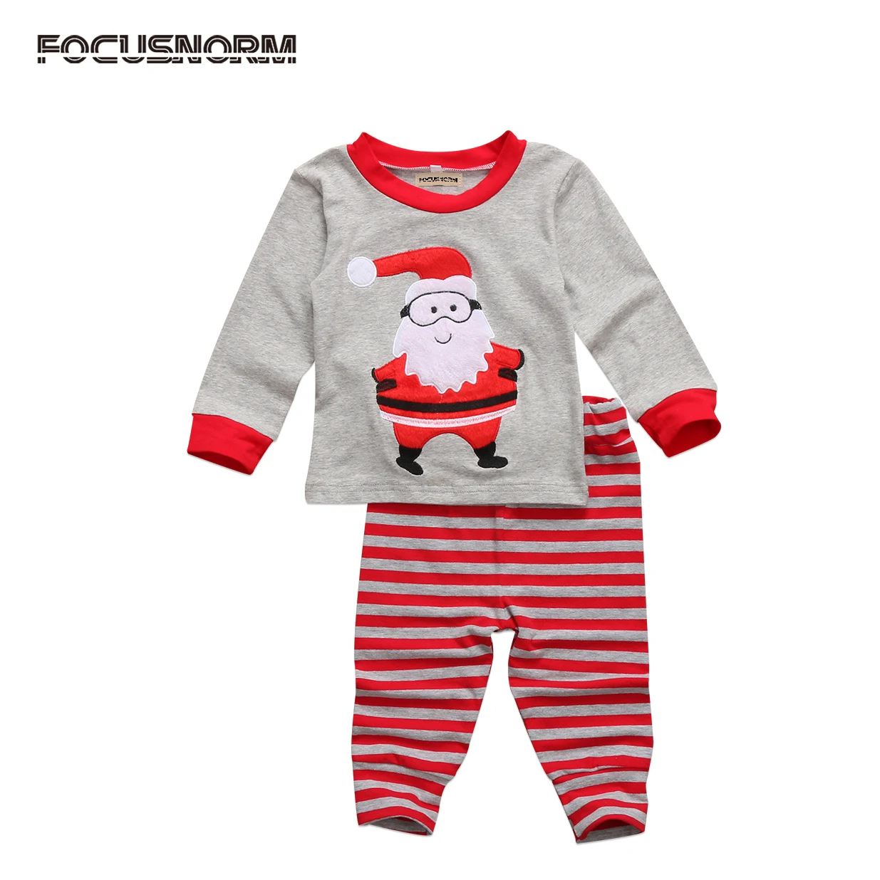 Xmas Toddler Kids Boys Girls Christmas Santa Stripe Nightwear Sleepwear ...