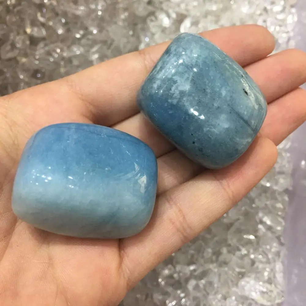 

2pcs Big Natural Blue Aquamarine quartz crystal tumbled stone rock gemstone healing natural stones and minerals for home decor