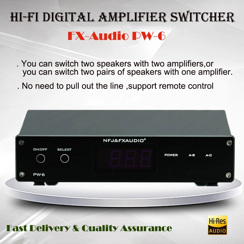 

FX-Audio PW-6 Amplificador HI FI Digital Power Amplifier Speaker Switcher 2 in 1 out 1 In 2 Out Amp Converter Audio Remoter