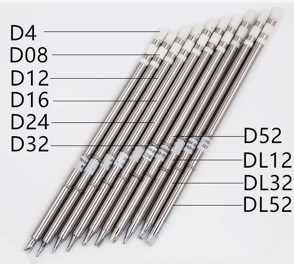 SZBFT T12-D4 D08 D12 D16 D24 D32 D52 DL12 DL32 DL52 жало паяльника Жало для Хакко паяльник, FX-951 FX-952 - Цвет: 10 pcs D series T12