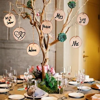

OurWarm 2018 New Year Gift Nature Round Wood Tree Slices Christmas DIY Hanging Ornament Christmas Decoration Supplies 50pcs