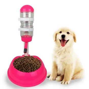 

Pet Automatic Water Drinker with Food Dish Dog and Cat Dispenser Stand Feeder Bottle Plastic Drinking Fountain Pet Supplies