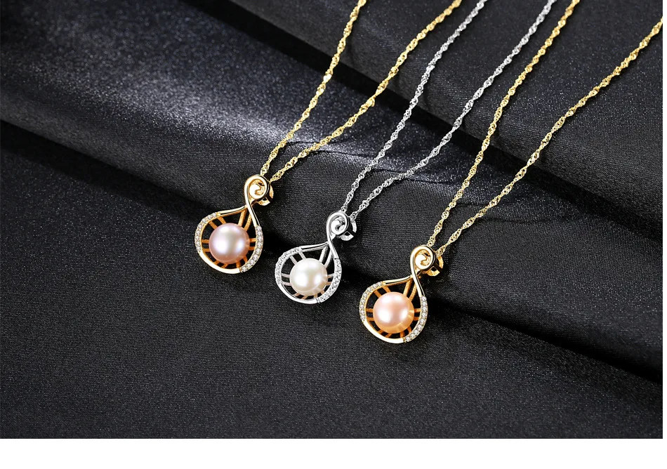 

S925 sterling silver necklace natural freshwater pearl pendant fashion women's accessories HBM01