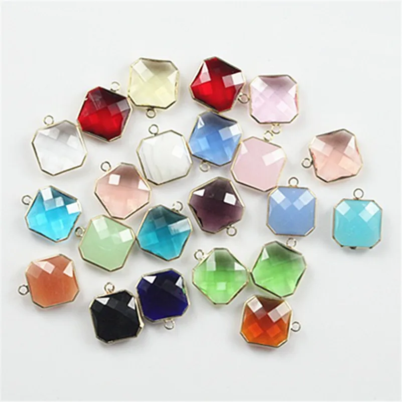 1Lot Crystal Mix Color Glass Bead Connector Charm Glass Connector Bead