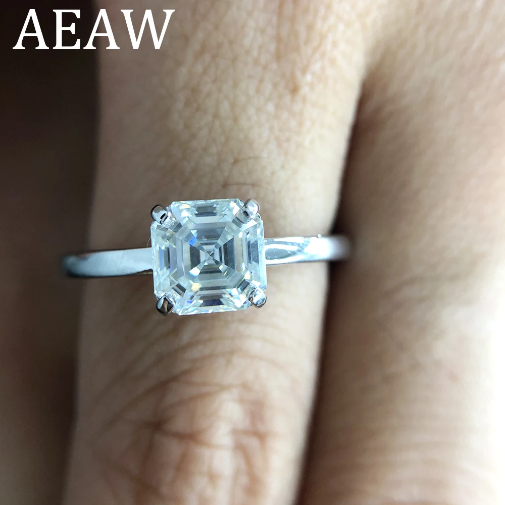 2 карат Asscher Cut Moissanite Lab АЛМАЗНОЕ КОЛЬЦО Здравствуйте цвет ...