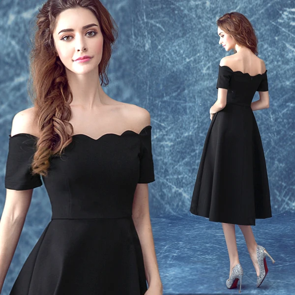 Medium Length Black Formal Dresses