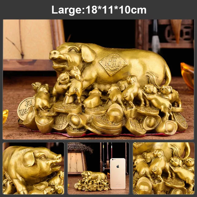 Feng Shui Handmade Chinese Attracting Wealth Pig with little pigs