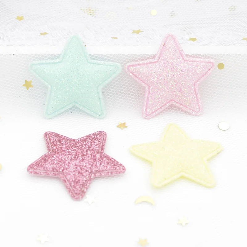 

80Pcs 33mm Star Non-woven Patches Glitter Felt Appliques for Clothes Sewing Supplies Diy Headwear Hair Clips Crafts Ornament G21