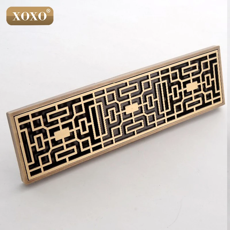 Линейный Слив для ванной XOXO 8*20 см/8*30 см в европейском стиле из античной латуни