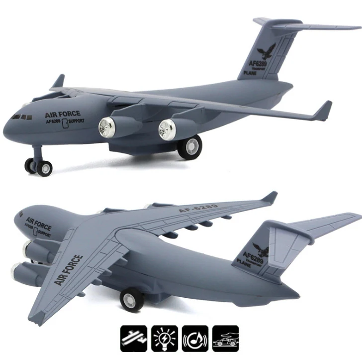 Высокая моделирования 1:300 C17 Геркулес транспорта модель самолета металла музыкальный мигающий сплав тянуть обратно игрушка "самолет"