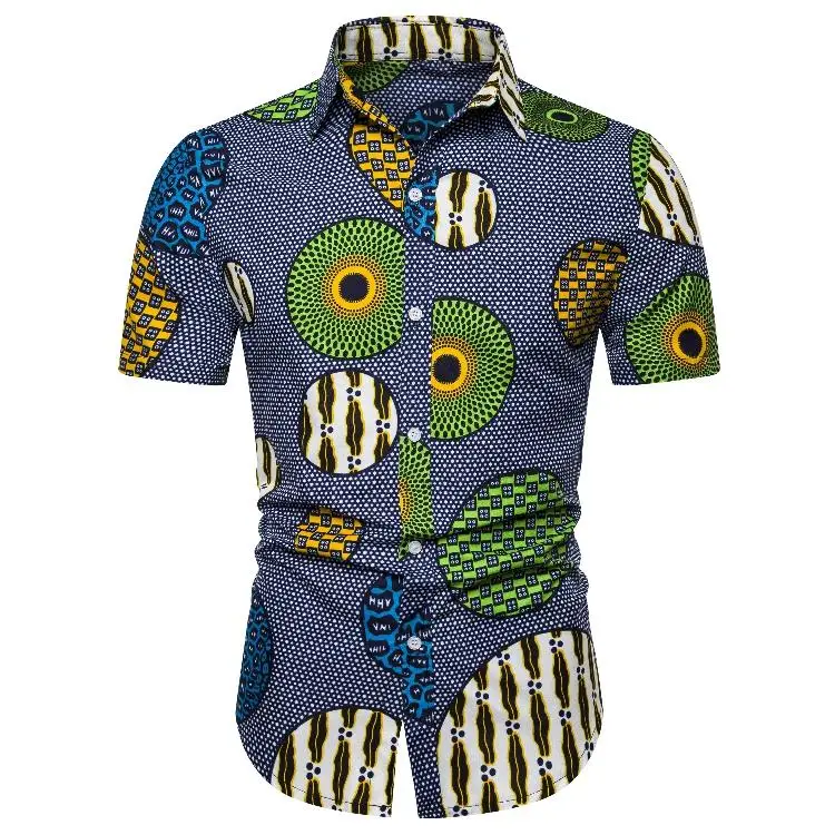 

Hawaiian Shirt Men Summer S-2XL Casual Men's shirts National style Blouse Men Hip hop Short sleeve