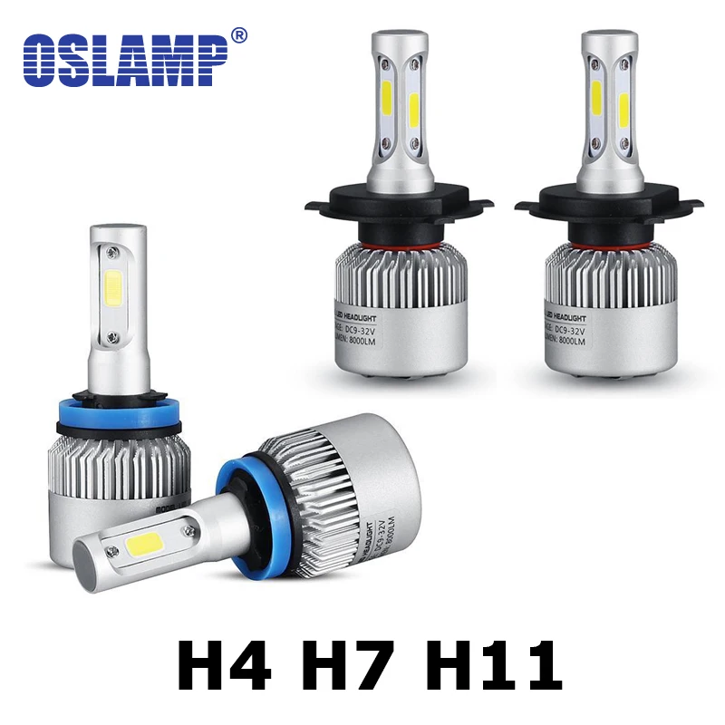 Oslamp H4/H7/H11 COB Светодиодный фонарь для автомобильных фар одиночный/Hi-Lo луч 8000лм 6500 к