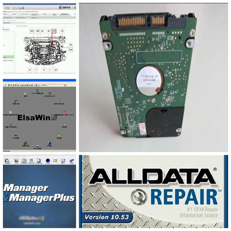 Авто Ремонт Программное обеспечение Alldata 10,53+ по Mitchell+ программа Mitchell для грузовиков и др. 50 in1 с 1 ТБ жесткий диск
