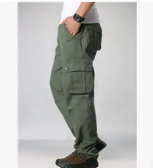 Мужские повседневные брюки, модные мужские комбинезоны брюки с несколькими карманами, мужские повседневные брюки, мужские брюки, мешковатые брюки 42 44 - Цвет: grass green